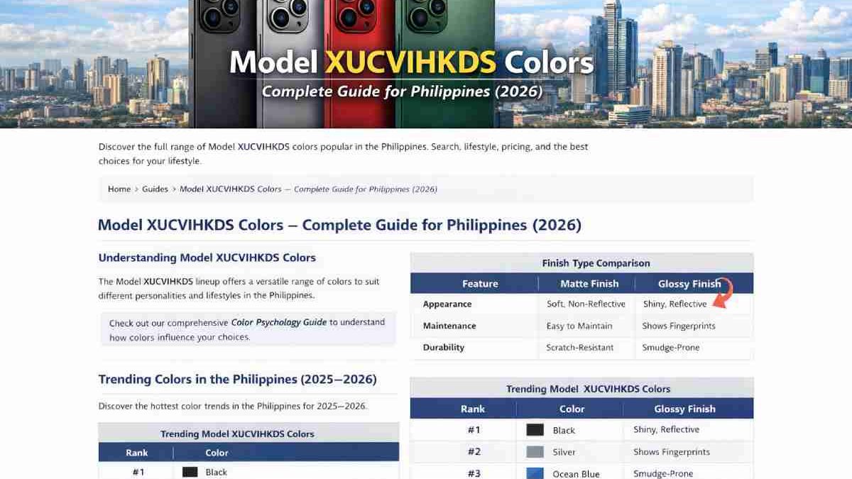 Model XUCVIHKDS Colors – Complete Guide for Philippines (2026)